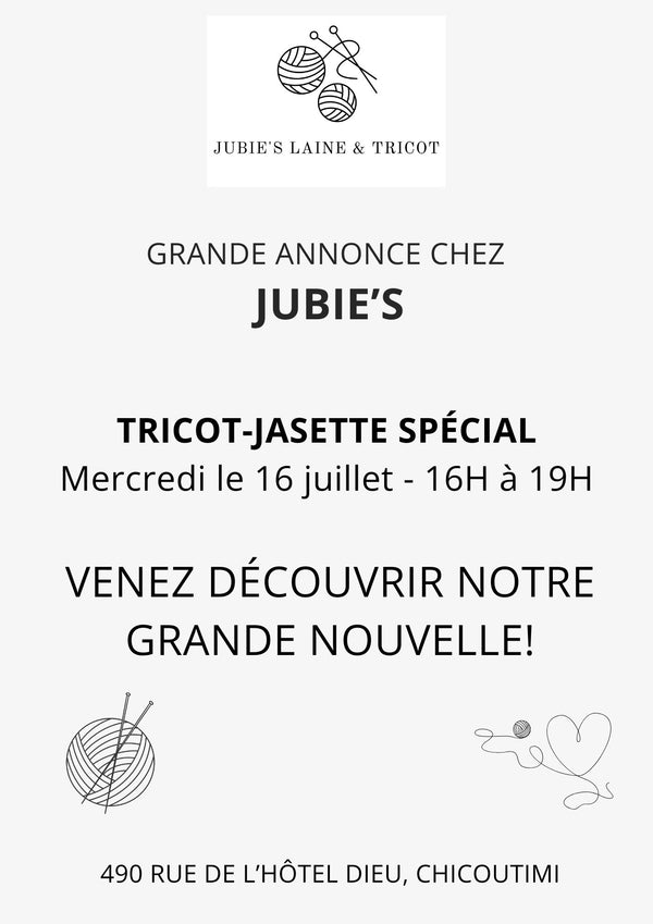 Inscription Annonce Grande Nouvelle chez Jubie's