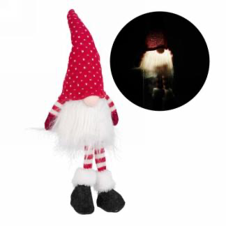 Gnome rouge Illuminé assis GG1181