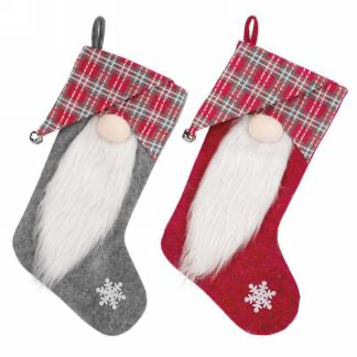 Bas de Noël gnome rouge et gris LH5867