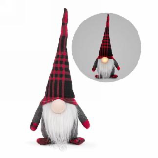 Gnome illuminé chapeau rouge et noir MN1172