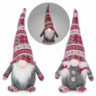 Gnome décoratif illuminé rouge et gris MN 1300